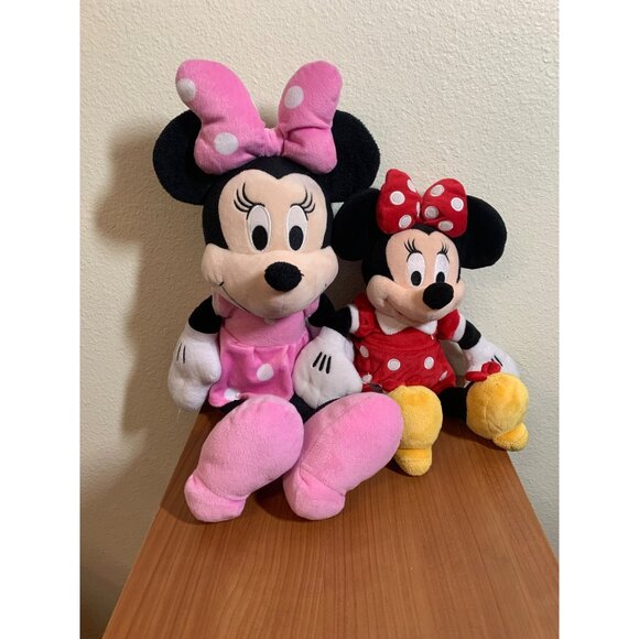 Disney Other - Disney Bundle Minnie Mouse 14" & 20" Plush Stuffed Animals Girls Beanie Toy